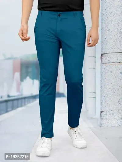 Stylish Turquoise Lyocell Solid Regular Track Pants For Men-thumb5