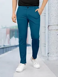 Stylish Turquoise Lyocell Solid Regular Track Pants For Men-thumb1