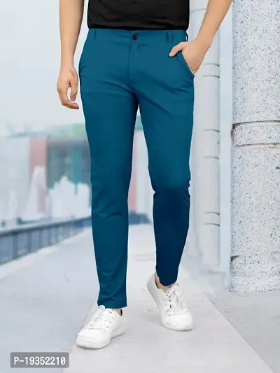 Stylish Turquoise Lyocell Solid Regular Track Pants For Men-thumb2