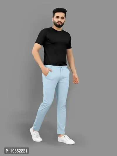 Stylish Blue Lyocell Solid Regular Track Pants For Men-thumb0