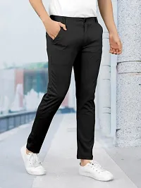 Stylish Black Lyocell Solid Regular Track Pants For Men-thumb4