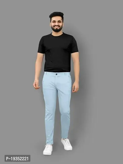 Stylish Blue Lyocell Solid Regular Track Pants For Men-thumb4