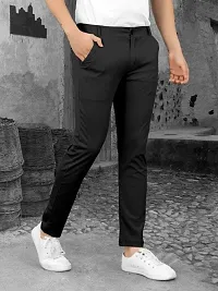 Stylish Black Lyocell Solid Regular Track Pants For Men-thumb2