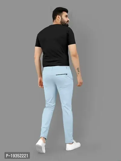 Stylish Blue Lyocell Solid Regular Track Pants For Men-thumb5