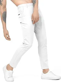 Stylish White Cotton Blend Solid Regular Track Pants For Men-thumb3