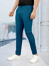 Stylish Turquoise Lyocell Solid Regular Track Pants For Men-thumb3