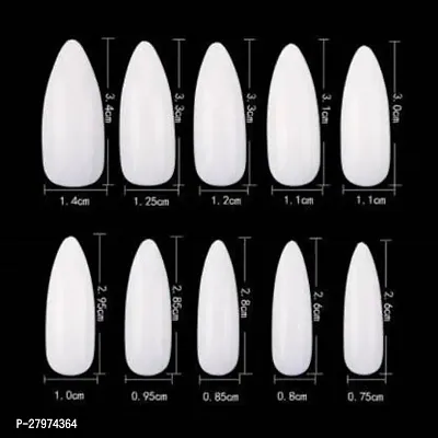 Artificial Nails Set Acrylic Fake false Nails Set Of 100 Pcs Artificial Nails With 2 pcs Nail Glue White (Pack of 102)-thumb4