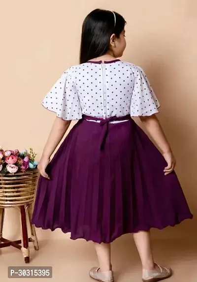 Fabulous Purple Cotton Blend Embellished Frocks For Girls-thumb2