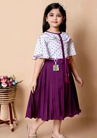 Fabulous Purple Cotton Blend Embellished Frocks For Girls-thumb2