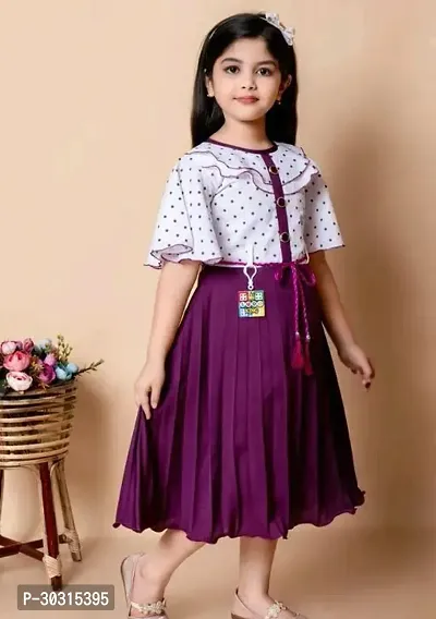 Fabulous Purple Cotton Blend Embellished Frocks For Girls-thumb3