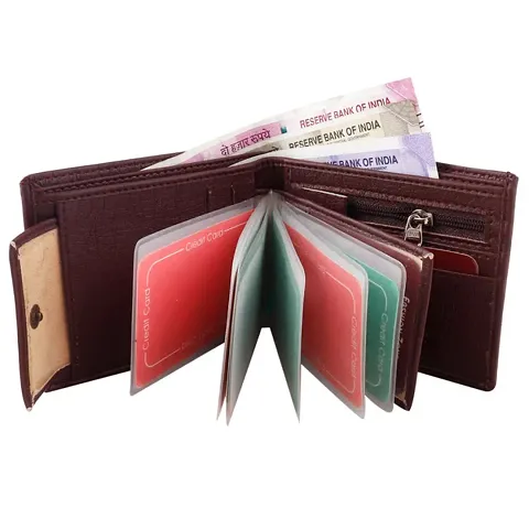 Designer Leather Self Design Two Fold Wallet For Men