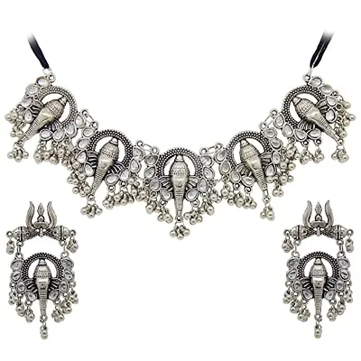 Oxidised Ganesh Ji Necklace Earrings Set for Women  Girls