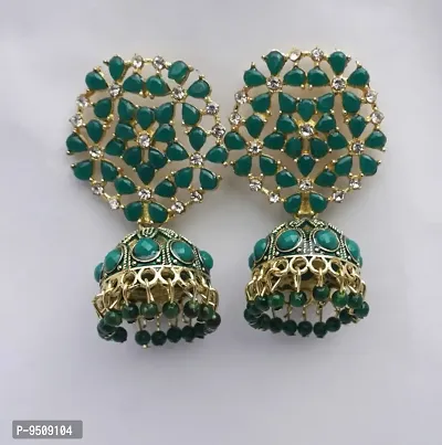 Stylist Green Jhumka/Earring with Pearls works for Women  Girl-thumb0