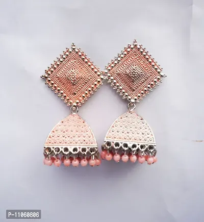 Pyramid Style Peach Colour Jhumkas/Earrings For Women and Girls