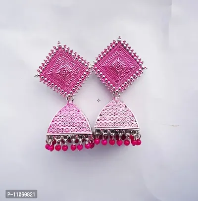 Pyramid Style Pink Colour Jhumkas/Earrings For Women and Girls