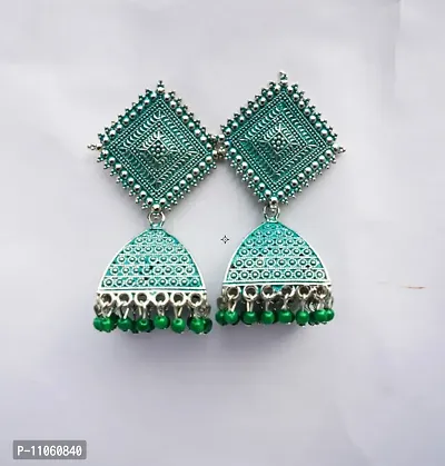 Pyramid Style Green Colour Jhumkas/Earrings For Women and Girls