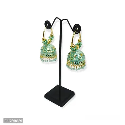 Round Shape Drop Style Jhumkas/Earrings See Green Colour for Women and Girls