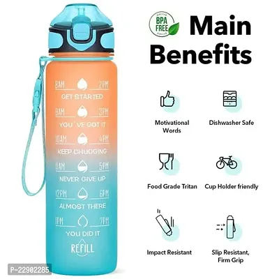 BHOOMI ORGANICS PRts MOTIVATIONAL WATER BOTTLE WITH STRAW  TIME MARKER, BPA-FREE TRITAN PORTABLE GYM WATER BOTTLE, LEAKPROOF REUSABLE, SPECIAL DESIGN FOR YOUR SPORTS ACTIVITY, HIKING, CAMPING-thumb2
