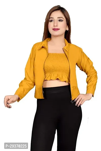 Stylish  Trendy Crop Top  Paired with Summer Jacket Ensemble-thumb0