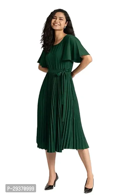 Trendy Attractive Crepe Pleated Fit And Flare Dress
