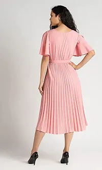 Trendy Attractive Crepe Pleated Fit And Flare Dress-thumb3