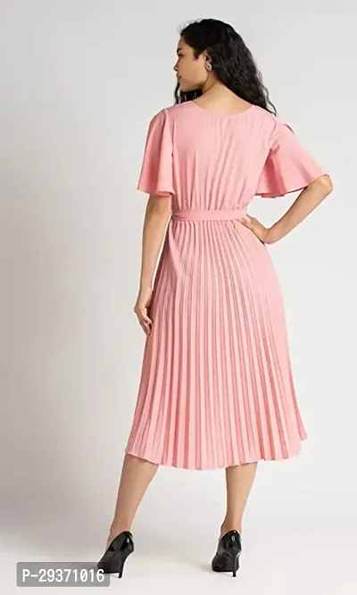 Trendy Attractive Crepe Pleated Fit And Flare Dress-thumb4