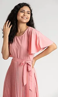 Trendy Attractive Crepe Pleated Fit And Flare Dress-thumb4