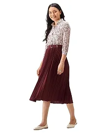 Flower Printed Calf-Length Casual Dress for Women-thumb2