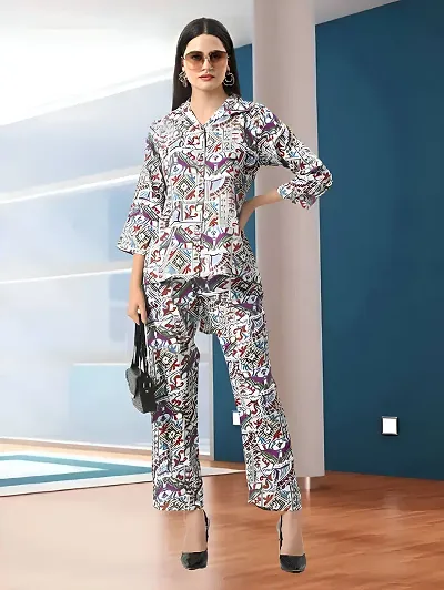 Trendy Printed Polyester Co-ord Set For Women