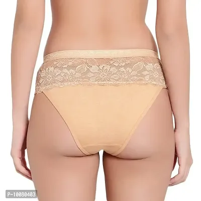 KSB Enterprises Women Cotton Lycra Lace Panties Hipster | lace Panty | Skinny Soft Premium Panty (L, Beige)-thumb3