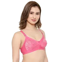 KSB Enterprises Women Net Non-Padded Wire Free Regular Bra Pink-Black-thumb1