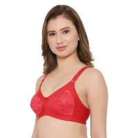 KSB Enterprises Women Net Non-Padded Wire Free Regular Bra | Women Net Bra Full Coverage | Wire Free Non Padded Seamless Bra for Women Cup Size-B Red-Black-thumb1