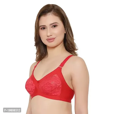 KSB Enterprises Women Net Non-Padded Wire Free Regular Bra | Women Net Bra Full Coverage | Wire Free Non Padded Seamless Bra for Women Cup Size-B Red-Black-thumb2