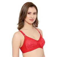 KSB Enterprises Women Net Non-Padded Wire Free Regular Bra | Women Net Bra Full Coverage | Wire Free Non Padded Seamless Bra for Women Cup Size-B Red-Black-thumb4