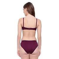 KSB Enterprises Women's Cotton Lightly Padded Non-Wired Half Cup Bra with Panty Set | Bra Panty Set for Women | Cotton Bra Panty Set for Women and Girls (36, Wine)-thumb2