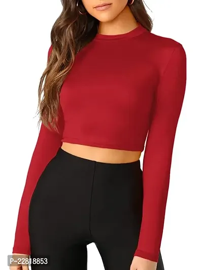 Elegant Red Wool Solid Top For Women