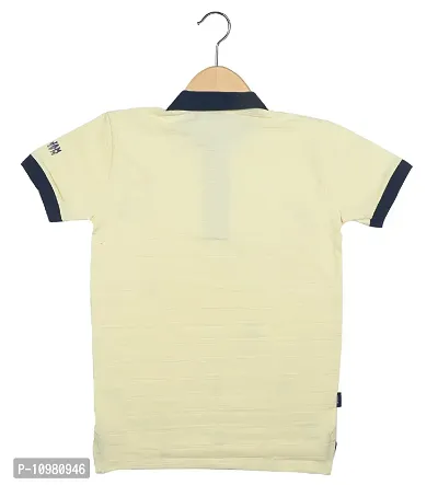 Stylish Yellow Cotton Printed Half Sleeve Tees For Boys-thumb3