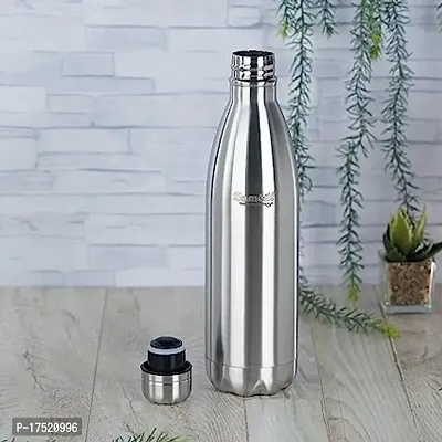 Stainless Steel Double Walled Vacuum FlaskWater Bottle 24 Hours Hot and Cold 800 ml Silver-thumb0