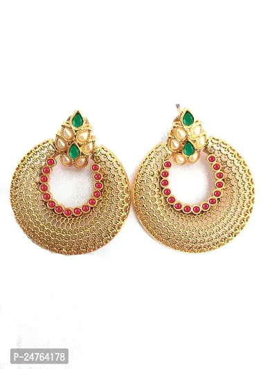 Designer Earrings for Women  Girls Fashion Jewellery Ethnic Wear Gold Plated Stone Beaded Studs (Multi)-thumb0