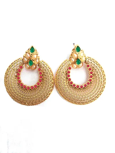 Designer Earrings for Women & Girls Fashion Jewellery Party Wear Gold Plated Stone Beaded Studs