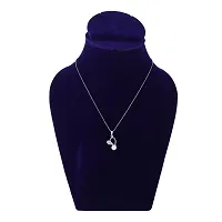 RHOSYN Artificial Imitation Jewellery Elegant Stylish Party  Casual Wear American Diamond Pendant with Platinum Plated Necklace Chain (Pack of 1) (JS Chain SLR22) (Contemporary Slvr8)-thumb1