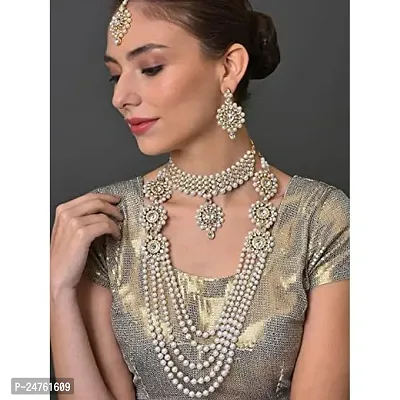 Buy Rhosyn Jewellery Sets For Women Gold Plated Bridal Long Necklace Set Neck Choker With Earrings And Maang Tikka For Women Girls contemporary White Online In India At Discounted Prices