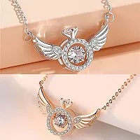 RHOSYN Artificial Imitation Angel Wings Pendant with Gold Plated Necklace Chain Jewellery Elegant Stylish Party Casual Wear Movable American Diamond Chain(JS Chain ANGL65 W CPY)-thumb1
