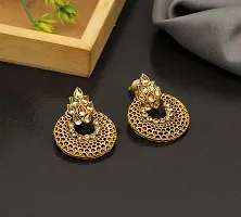 Designer Earrings for Women Girls Fashion Jewellery Ethnic Wear Gold Plated Stone Beaded Studs chandbali style (Golden)-thumb3