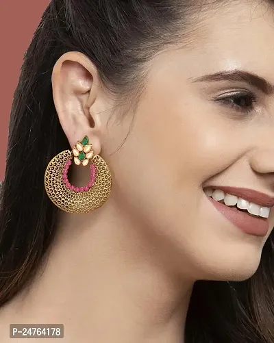 Designer Earrings for Women  Girls Fashion Jewellery Ethnic Wear Gold Plated Stone Beaded Studs (Multi)-thumb4