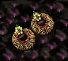 Designer Earrings for Women  Girls Fashion Jewellery Ethnic Wear Gold Plated Stone Beaded Studs (Multi)-thumb2