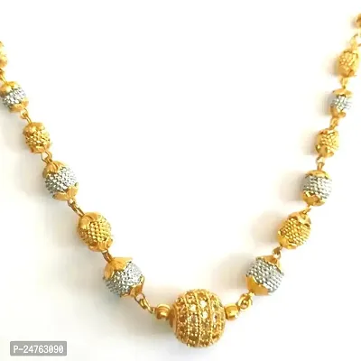 RHOSYN Artificial Imitation Jewellery Elegant Stylish Ethnic Casual Wear Moti Mala Gold Platinum 2 Tone AD Balls Dokiya Chain (SHM DKY 100 CHAIN CPY4)-thumb0