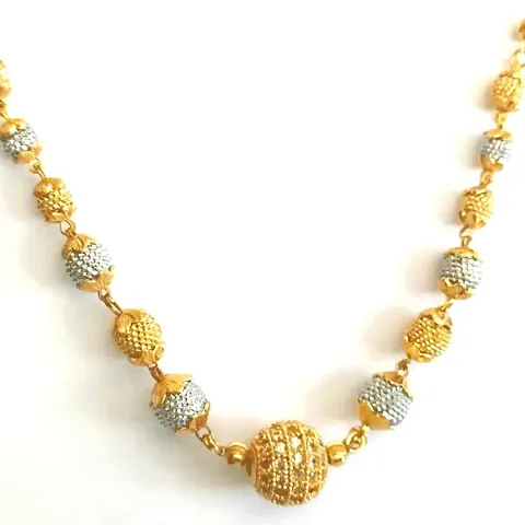 RHOSYN Artificial Imitation Jewellery Elegant Stylish Ethnic Casual Wear Moti Mala Gold Platinum 2 Tone AD Balls Dokiya Chain (SHM DKY 100 CHAIN CPY4)