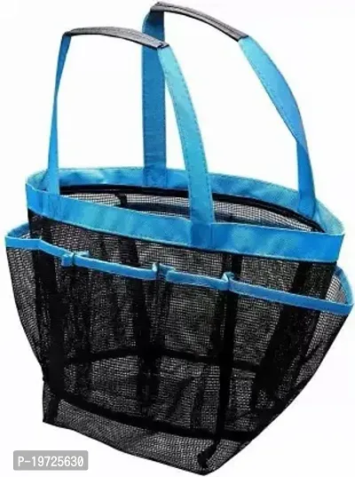 Aadcart Quick Dry Mesh Shower Caddy Hanging Toiletry And Bath Organizer With 8 Storage Compartments, Shower Tote, Perfect Dorm, Gym, Camp and Travel Tote Bag - Blue Shower Caddy Organizer-thumb0