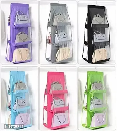 Olenyok 6 Pocket Large Clear Purse Handbag Hanging Storage Bag Organizer Handbag Organizer